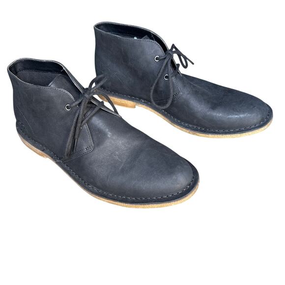 UGG Freamon Men's Black Leather Chukka Boots Size 11.5 – Lace-Up Ankle Style - Picture 1 of 8